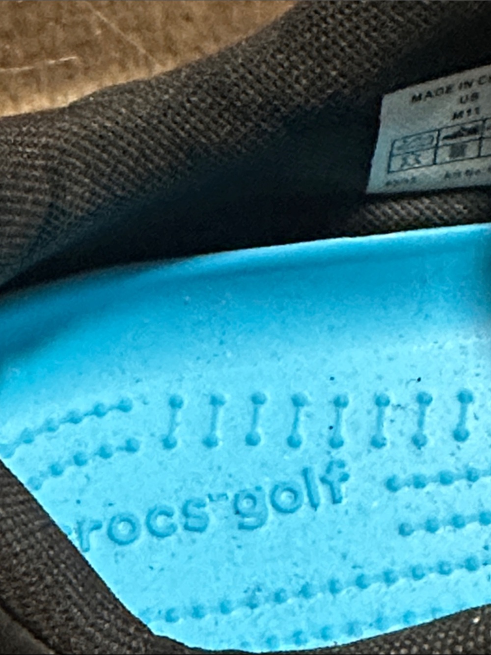 CROCS Preston II Men's Black Leather Golf Shoes with White Toe and Blue Laces - Picture 6 of 7